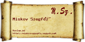 Miskov Szegfű névjegykártya
